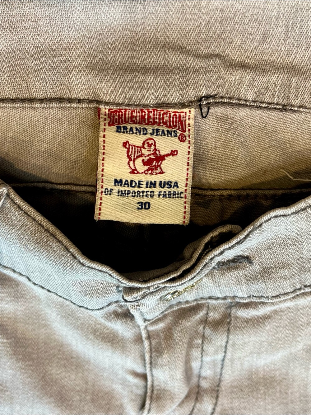 True Religion Women's Skinny Jeans Light Grey Rhinestone Buttons Made in USA 30 - Picture 5 of 11